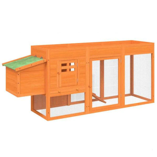 Poulailler en bois massif de pin 204 x 50 x 84 cm