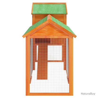 Poulailler enclos pour poules en bois massif de pin - 193 x 65 x 117 cm