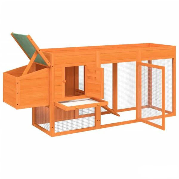 Poulailler en bois massif de pin 204 x 50 x 84 cm