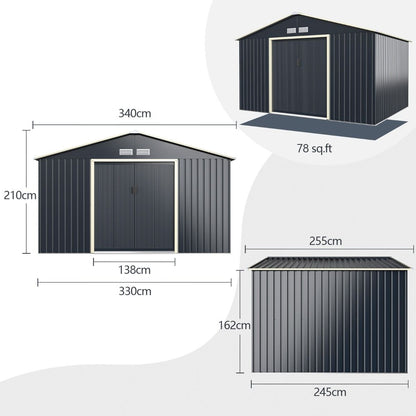 Abri de Jardin Métal 10,85 m²