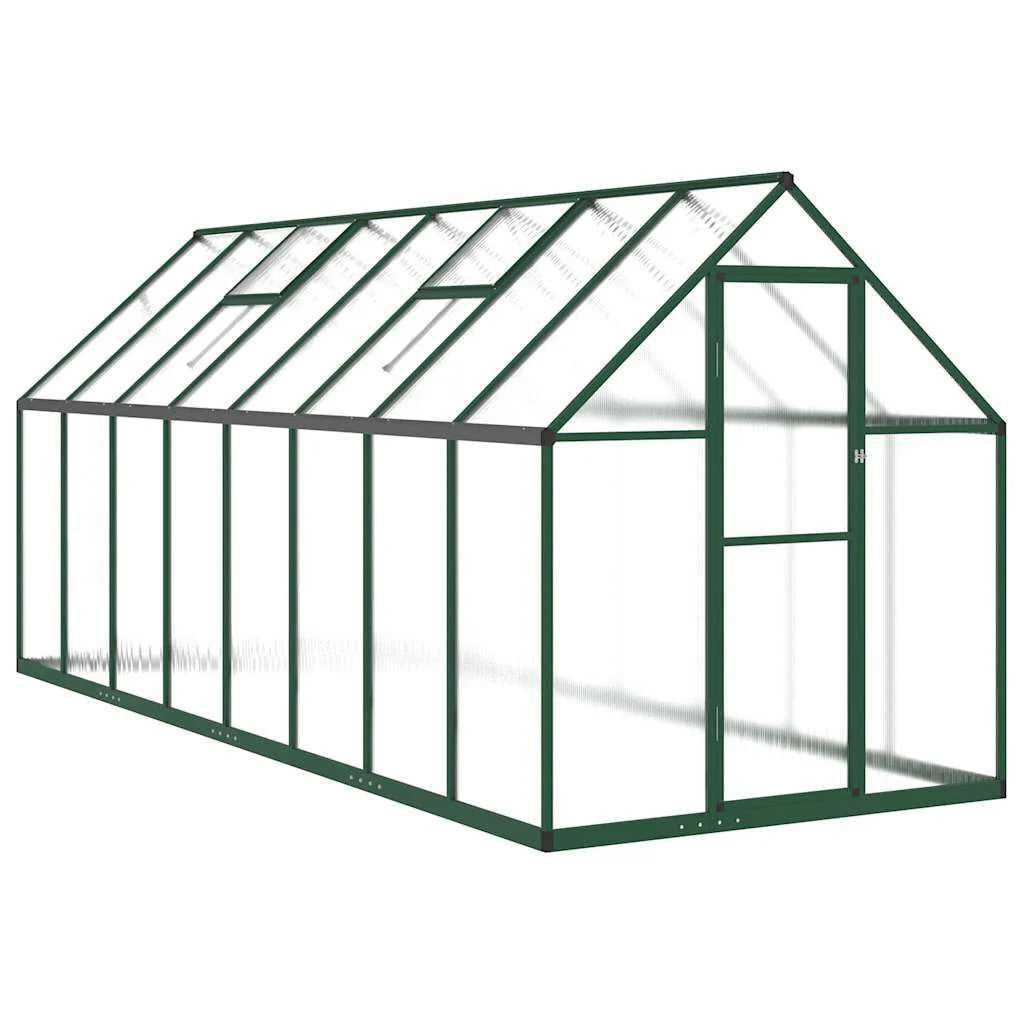 Serre en aluminium verte 445x169x195 cm avec cadre de base