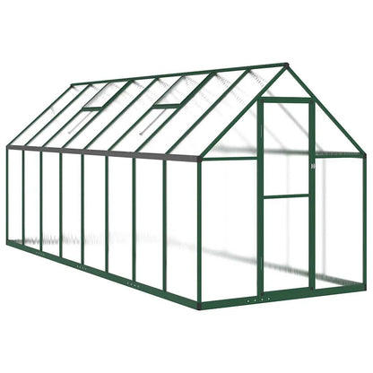 Serre en aluminium verte 445x169x195 cm avec cadre de base