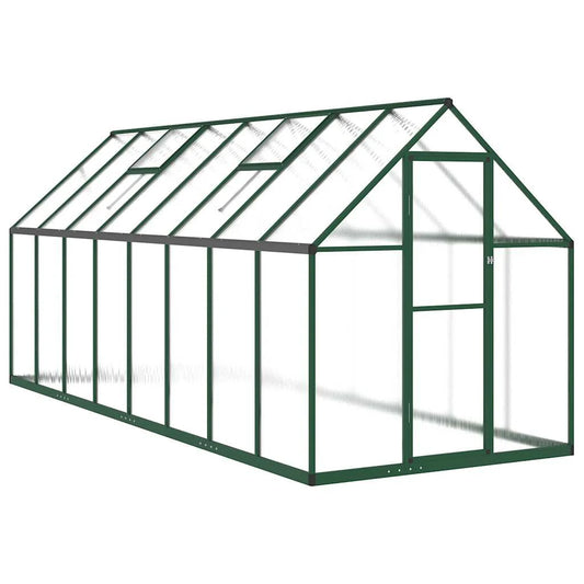 Serre en aluminium verte 445x169x195 cm avec cadre de base