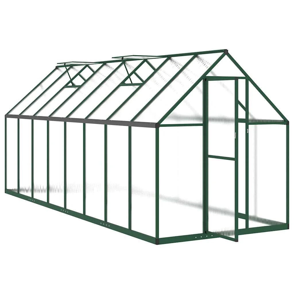 Serre en aluminium verte 445x169x195 cm avec cadre de base