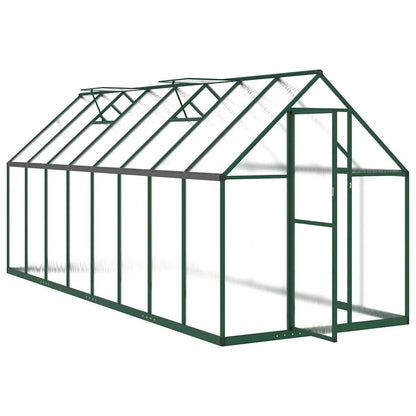 Serre en aluminium verte 445x169x195 cm avec cadre de base